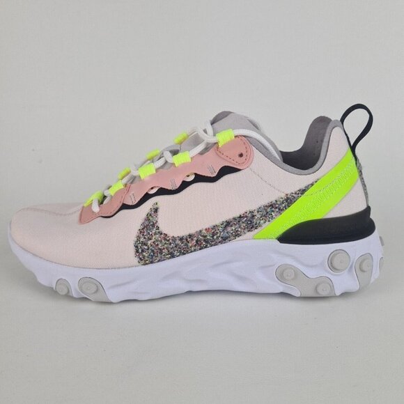 Nike React Element 55 PRM Pink Green Sneakers Women Running - Picture 1 of 11